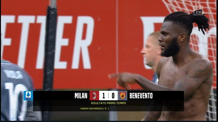 HT – Milan 1 Benevento 0: al 5′ Calhanoglu. Strega in partita