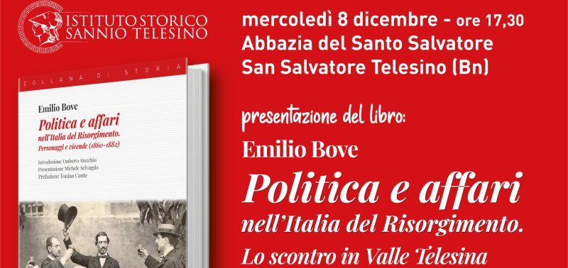 San Salvatore Telesino, l’8 dicembre la presentazione del libro di Emilio Bove