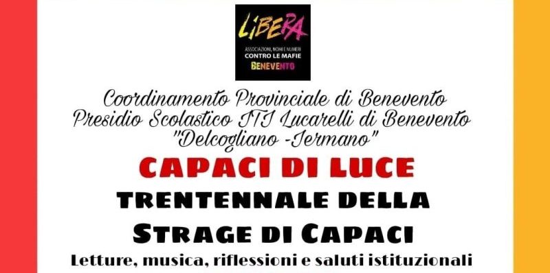 Libera Benevento, Lunedì 23 maggio alle ore 17.30 l’iniziativa per ricordare le vittime della strage di Capaci