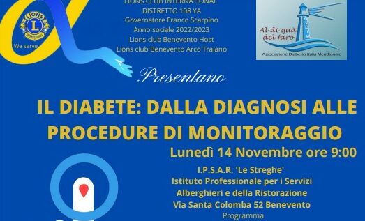 <strong>I.P.S.A.R “</strong><em><strong>Le Streghe</strong></em><strong>”: lunedì 14 novembre convegno dedicato al tema del diabete</strong>