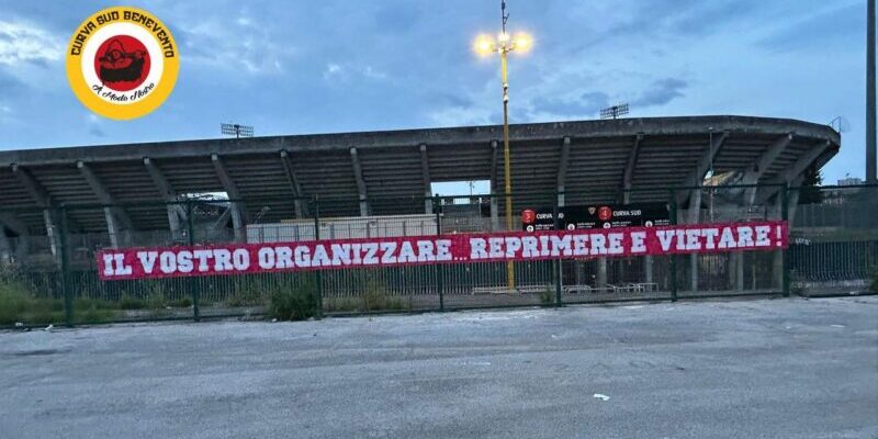 Benevento, la Curva Sud: “Sgomento per il divieto di trasferta a Perugia. L’anno prossimo non accetteremo queste decisioni”