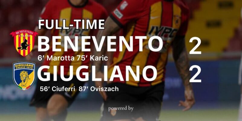 Benevento-Giugliano 2-2: alla Strega non bastano Marotta e Karic