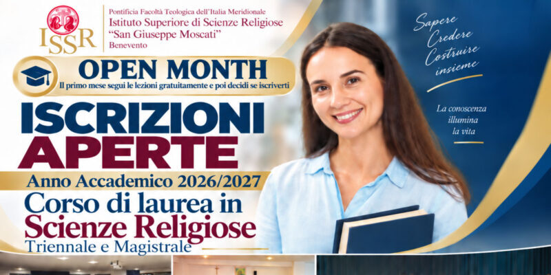 Benevento, l’ISSR lancia l’ ‘Open Month’: un mese di lezioni a porte aperte prima dell’iscrizione Benevento, l’ISSR lancia l’ ‘Open Month’: un mese di lezioni a porte aperte prima dell’iscrizione
