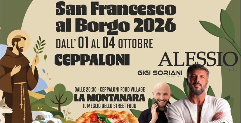 Ceppaloni entra nel vivo di ‘San Francesco al Borgo 2026’: dal 2 al 4 ottobre un weekend tra musica, spettacoli e tradizione Ceppaloni entra nel vivo di ‘San Francesco al Borgo 2026’: dal 2 al 4 ottobre un weekend tra musica, spettacoli e tradizione