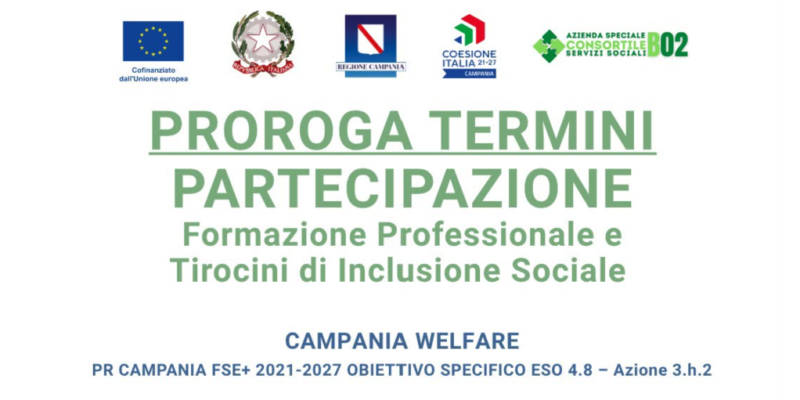 Progetto “B2 LIFE” – Campania Welfare: prorogati termini per formazione professionale e tirocini di inclusione sociale Progetto “B2 LIFE” – Campania Welfare: prorogati termini per formazione professionale e tirocini di inclusione sociale