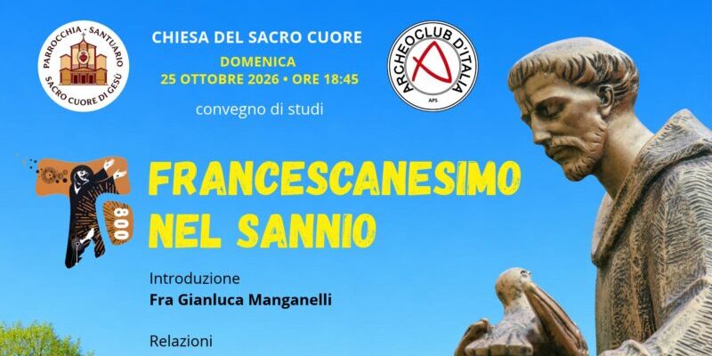 Archeoclub, il 25 ottobre un convegno sui Francescani nel Sannio al Sacro Cuore
